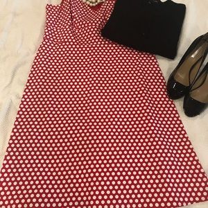 Red and white polka dot dress